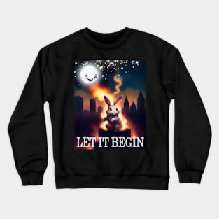 Fire bunny magic flames rabbit world destruction chaos Crewneck Sweatshirt